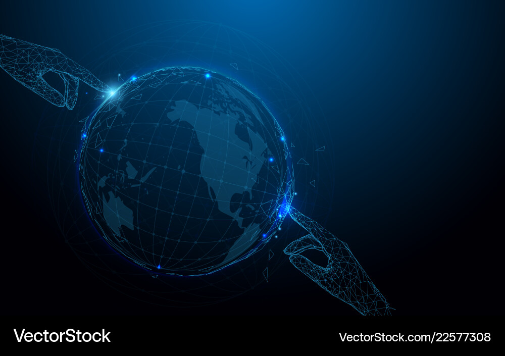 Global Connection: Hands & Particles vector image