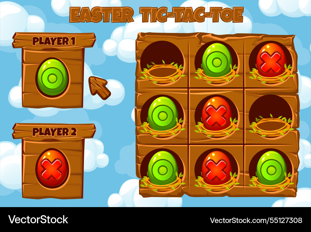 Tic-tac-toe game ui board playing field Tic-tac-toe game ui board playing field vector image