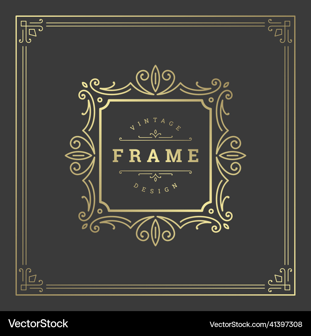 Vintage flourishes ornament swirls lines frame vector image