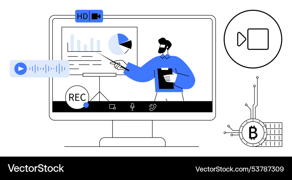 Online presentation with data visualization vector image