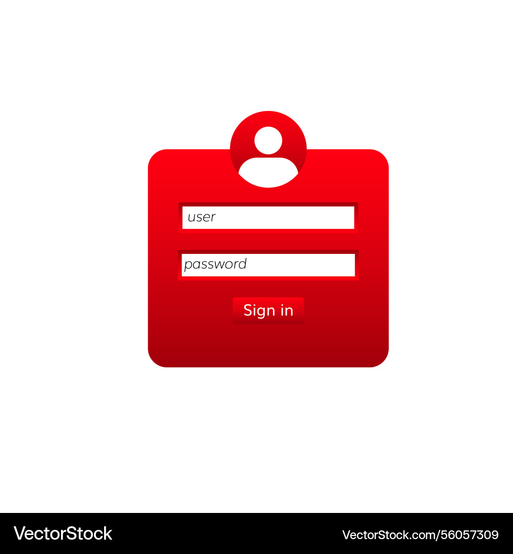 Red user login interface with sign Vector Image
