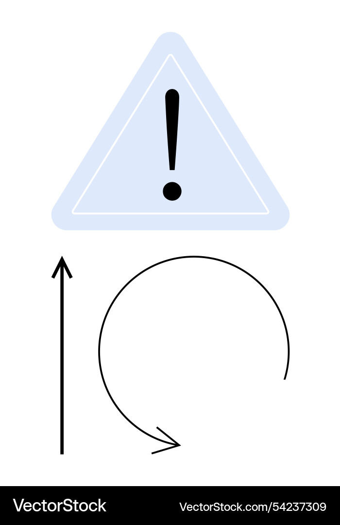 Warning sign with exclamation and circular arrow vector image