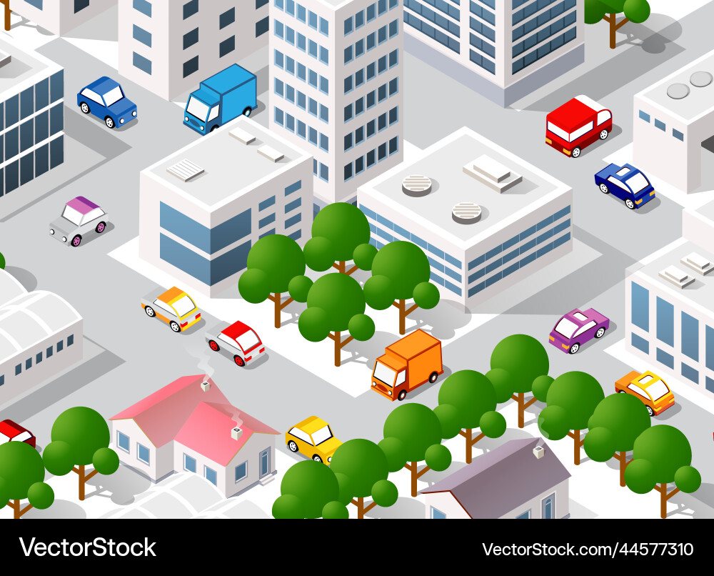 Cityscape using 3d isometric view Royalty Free Vector Image
