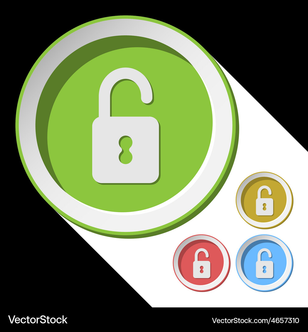 Color icons with open padlock Vector Image