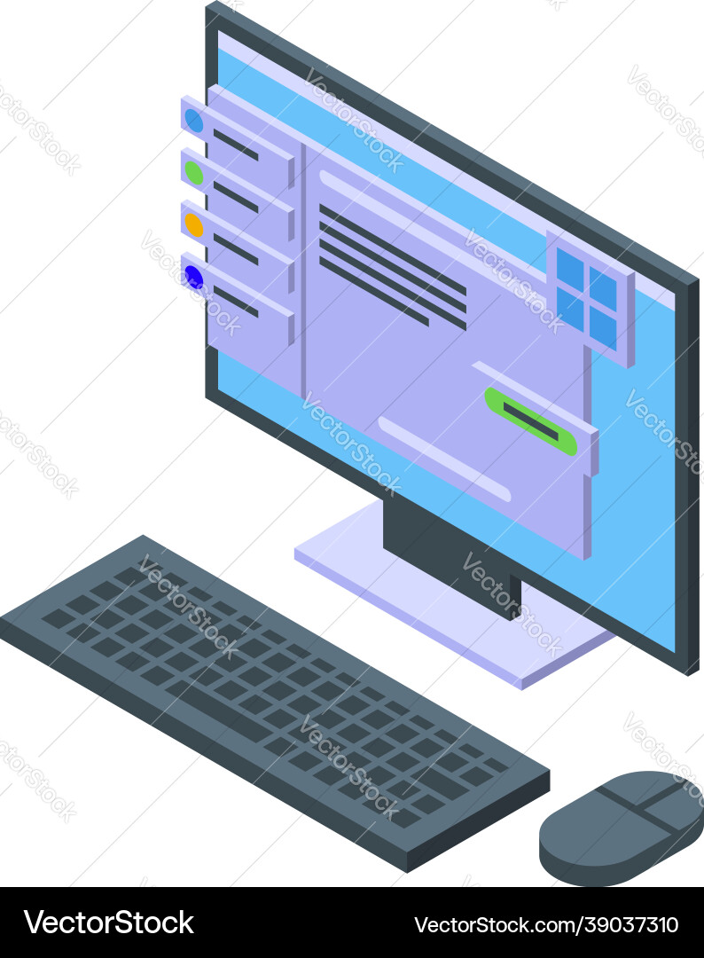 Computer software icon isometric internet Computer software icon isometric internet vector image