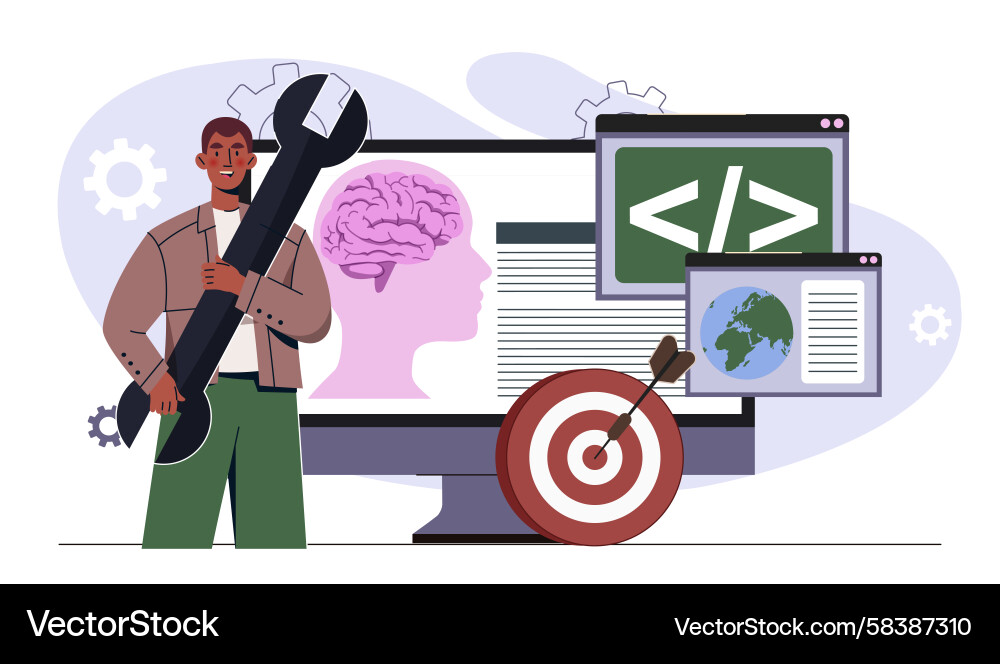Developer with Coding Tools Vector Image