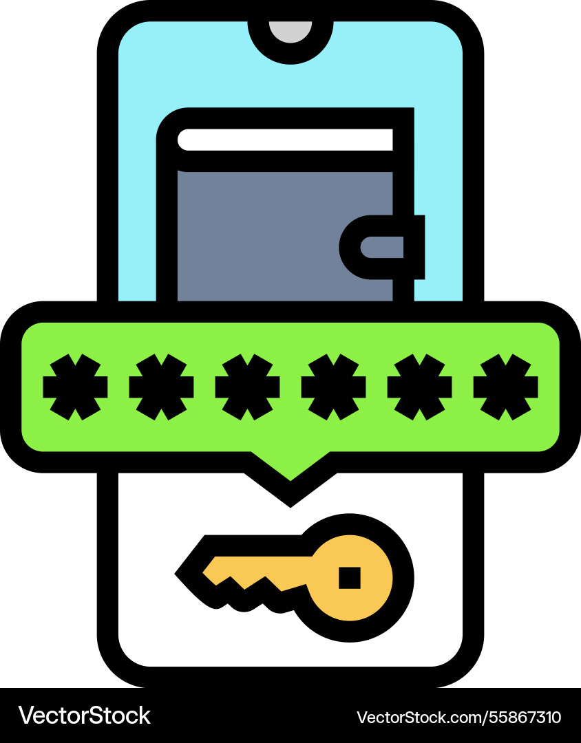 Digital wallet key decentralized application color Digital wallet key decentralized application color vector image