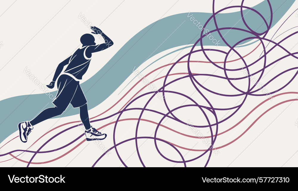 Dynamic runner with swirling lines speed agility Vector Image