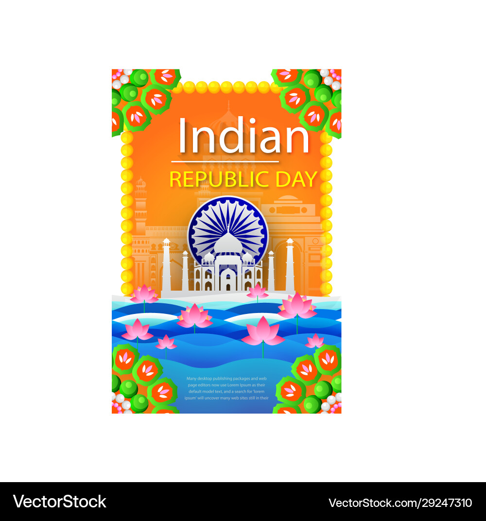 Happy republic day indian festival poster Happy republic day indian festival poster vector image