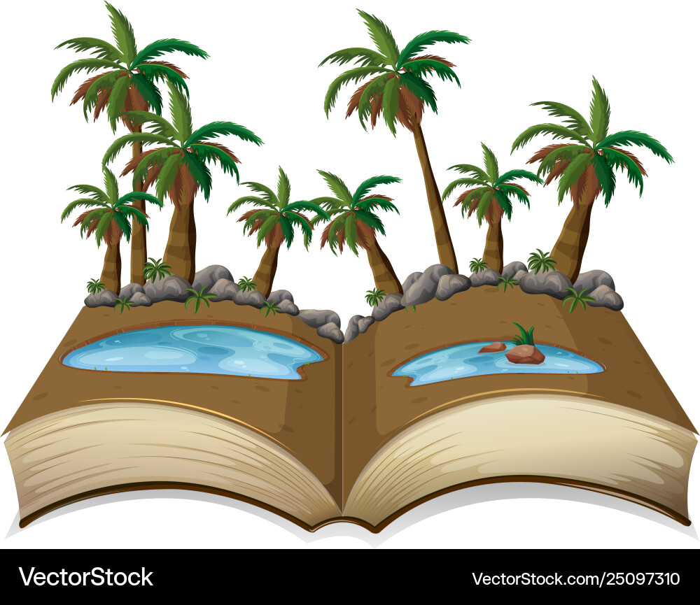 Nature tree open book template vector image