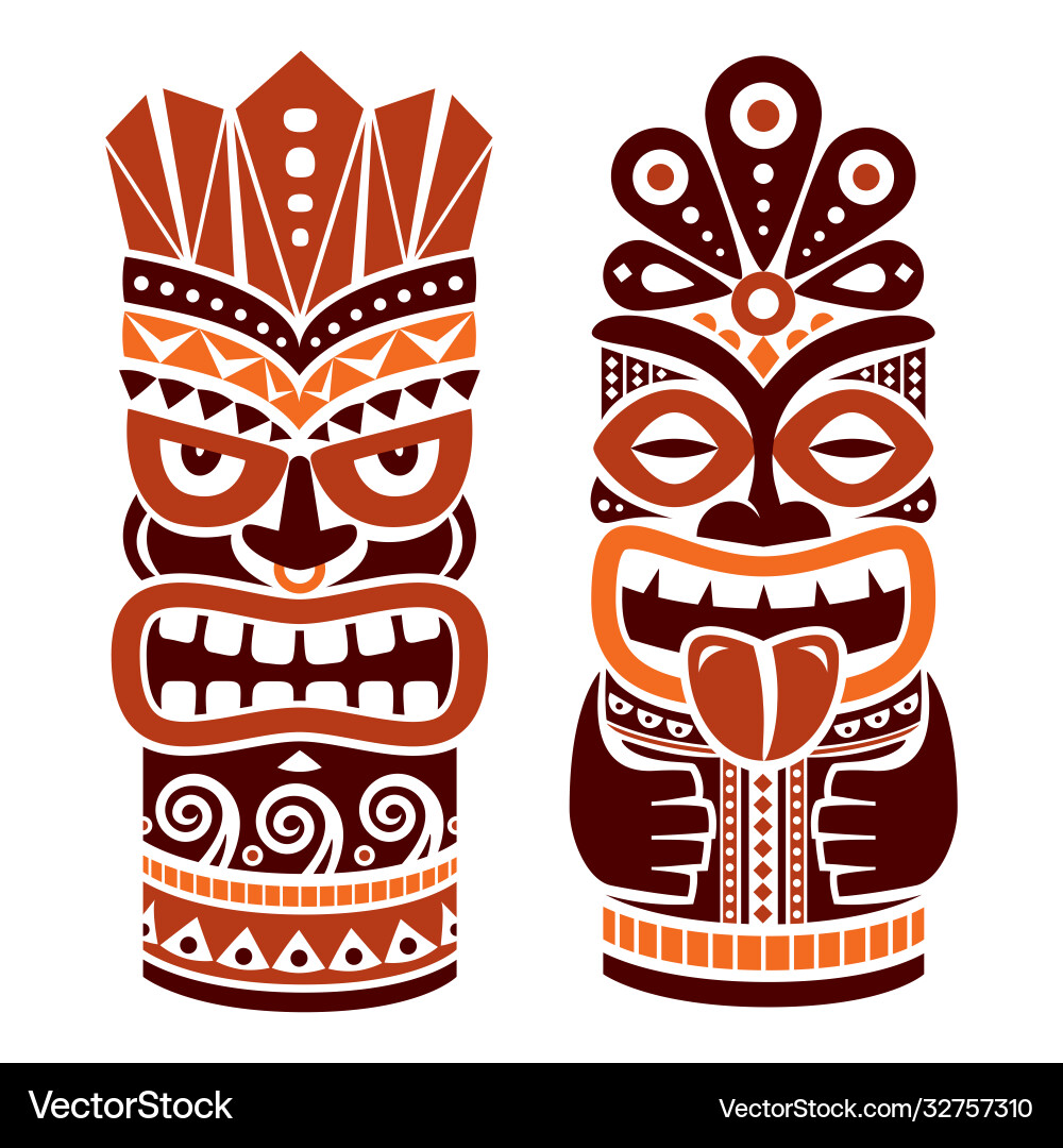 Tiki Pole Totem - Hawaiian Art Vector Image