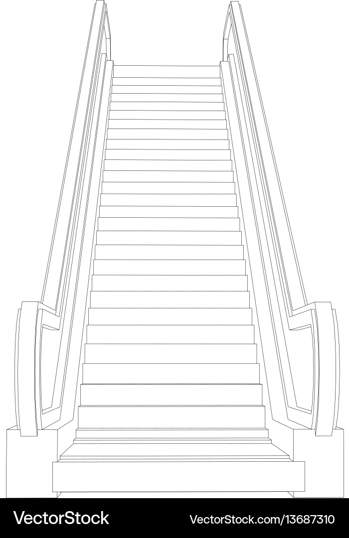 Wire-frame escalator front view vector image
