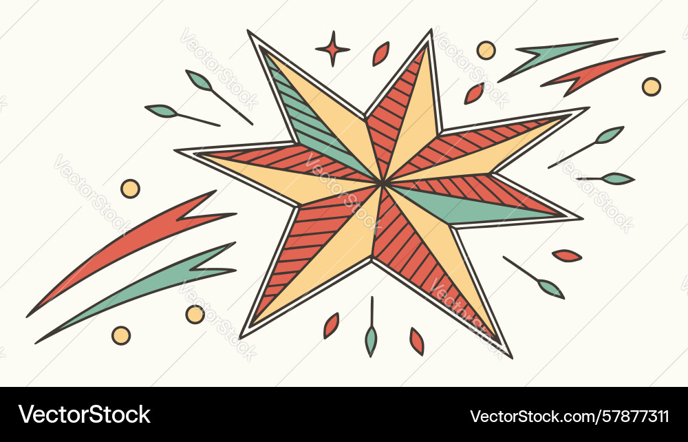 Abstract star shape with flowing elements dynamic Vector Image