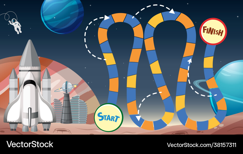 Board game template with space theme Board game template with space theme vector image
