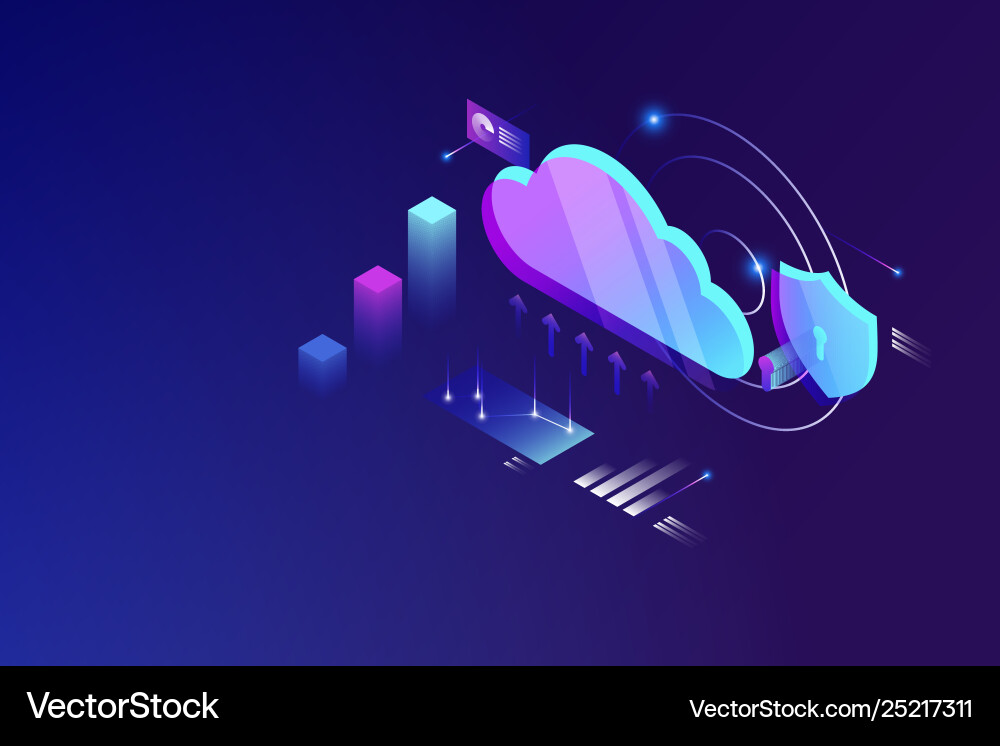 Cloud data computing isometric concept Cloud data computing isometric concept vector image