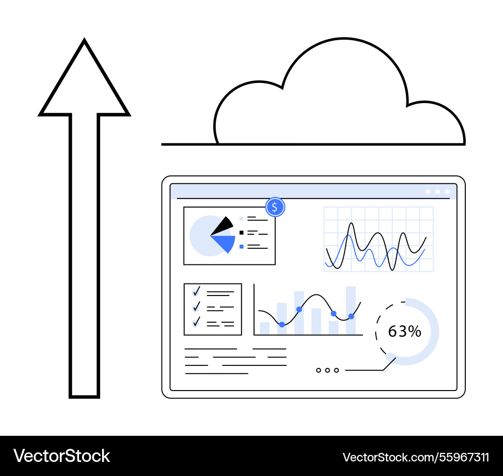 Data analytics uploading to cloud with statistical Data analytics uploading to cloud with statistical vector image