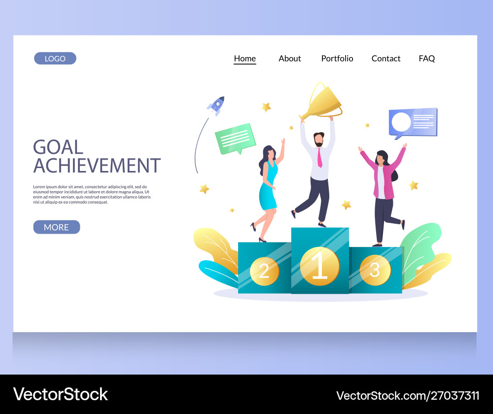 Goal achievement website landing page Goal achievement website landing page vector image
