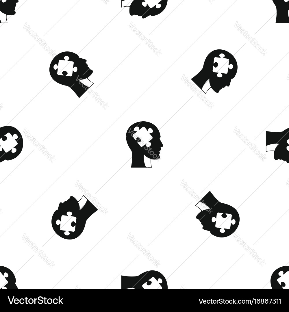 Head with puzzle pattern seamless black Vector Image