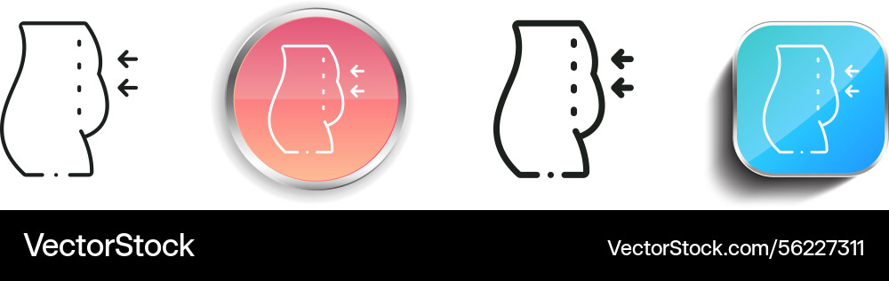 Liposuction icon thin linear regular and button vector image