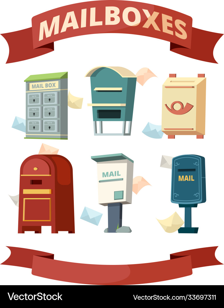 Mail boxes containers for post letters Mail boxes containers for post letters vector image