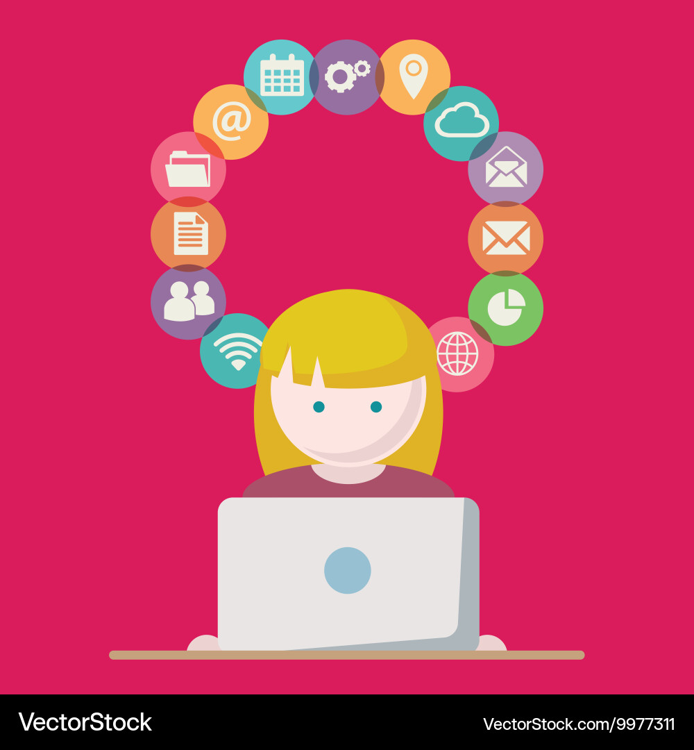 Person with computer network vector image