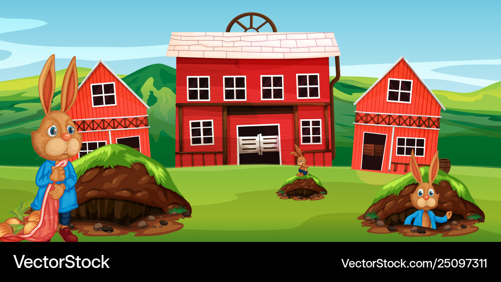 Rabbit at farmland Vector Image