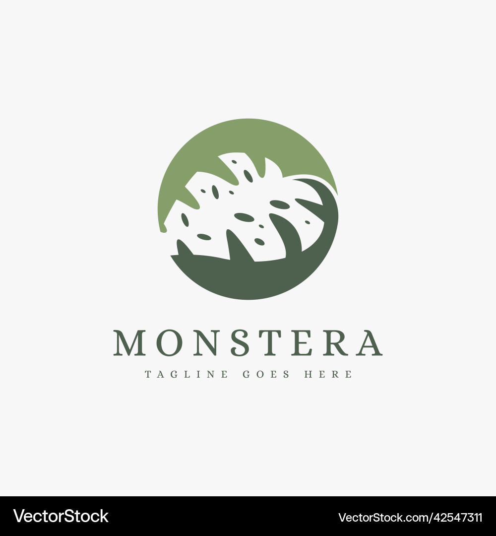 Tropical leaf monstera logo icon Tropical leaf monstera logo icon vector image