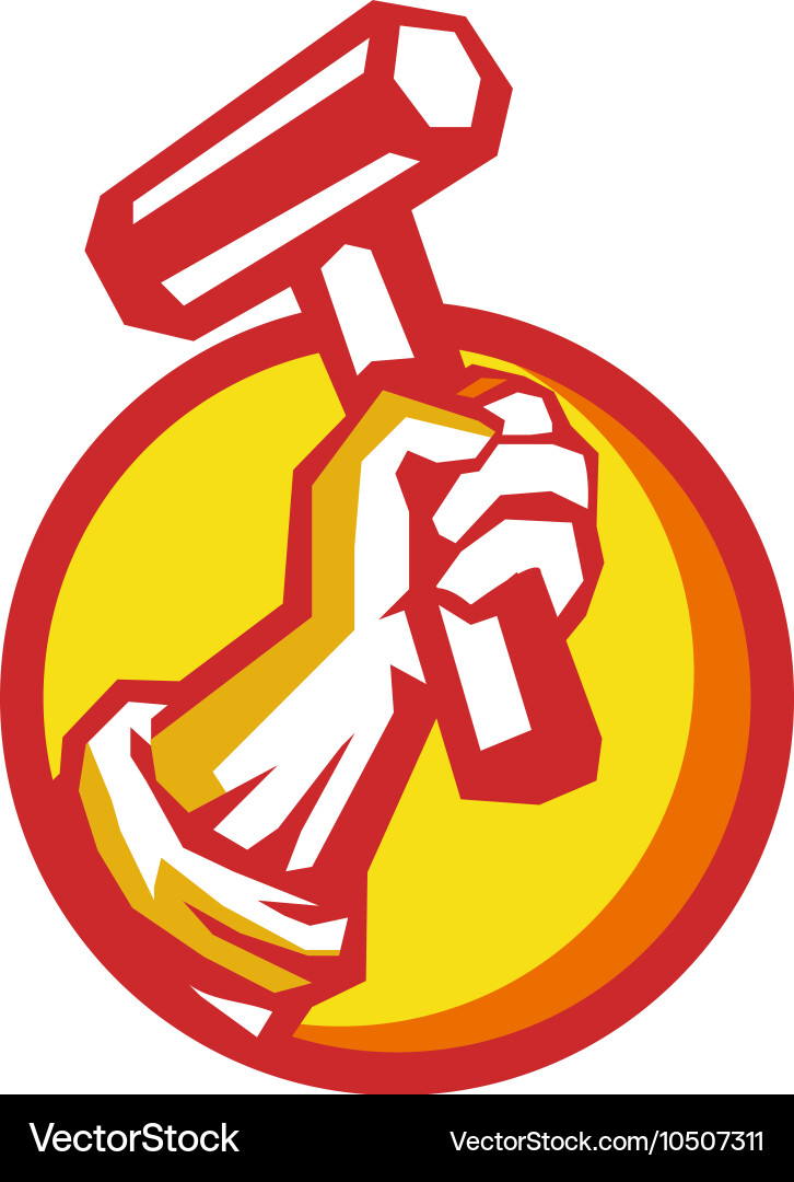 Union Worker with Hammer in Circle vector image