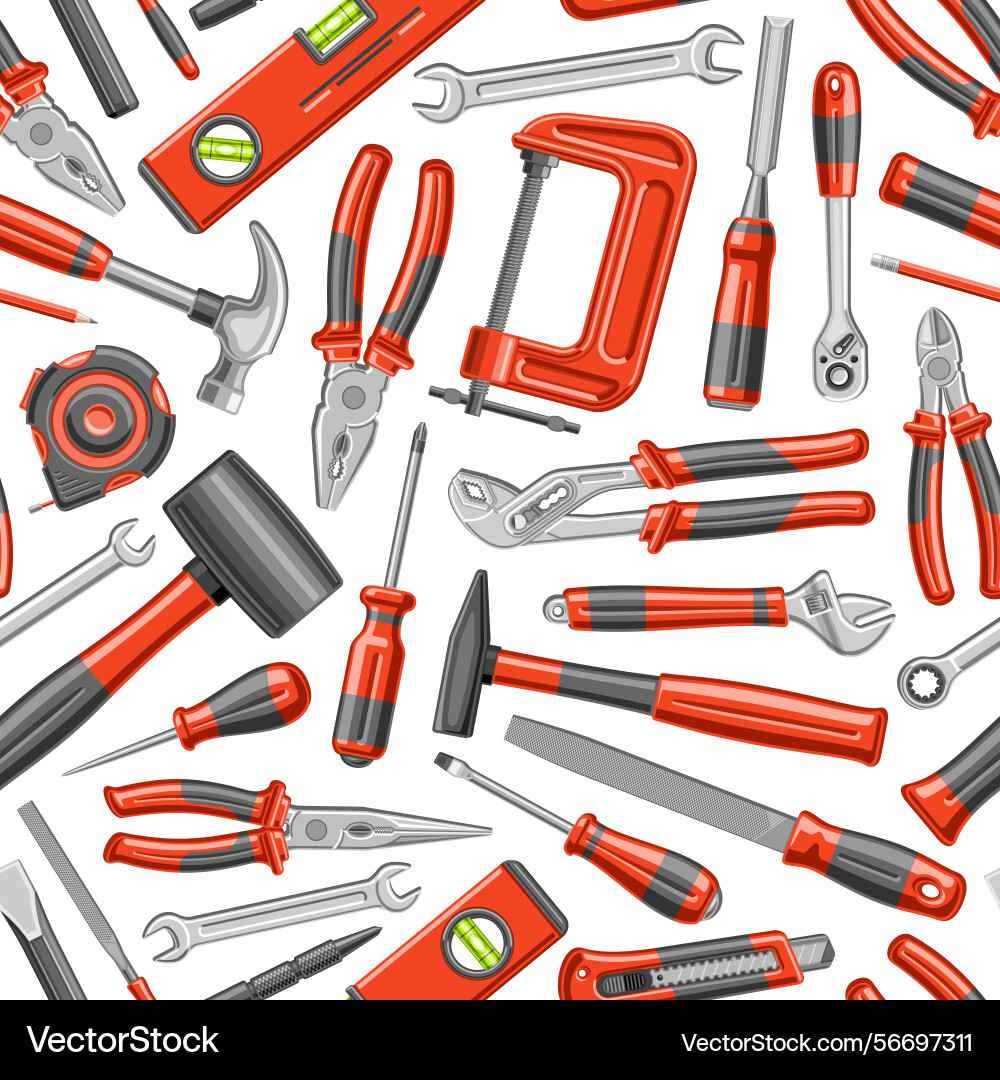 Work tools seamless pattern vector image
