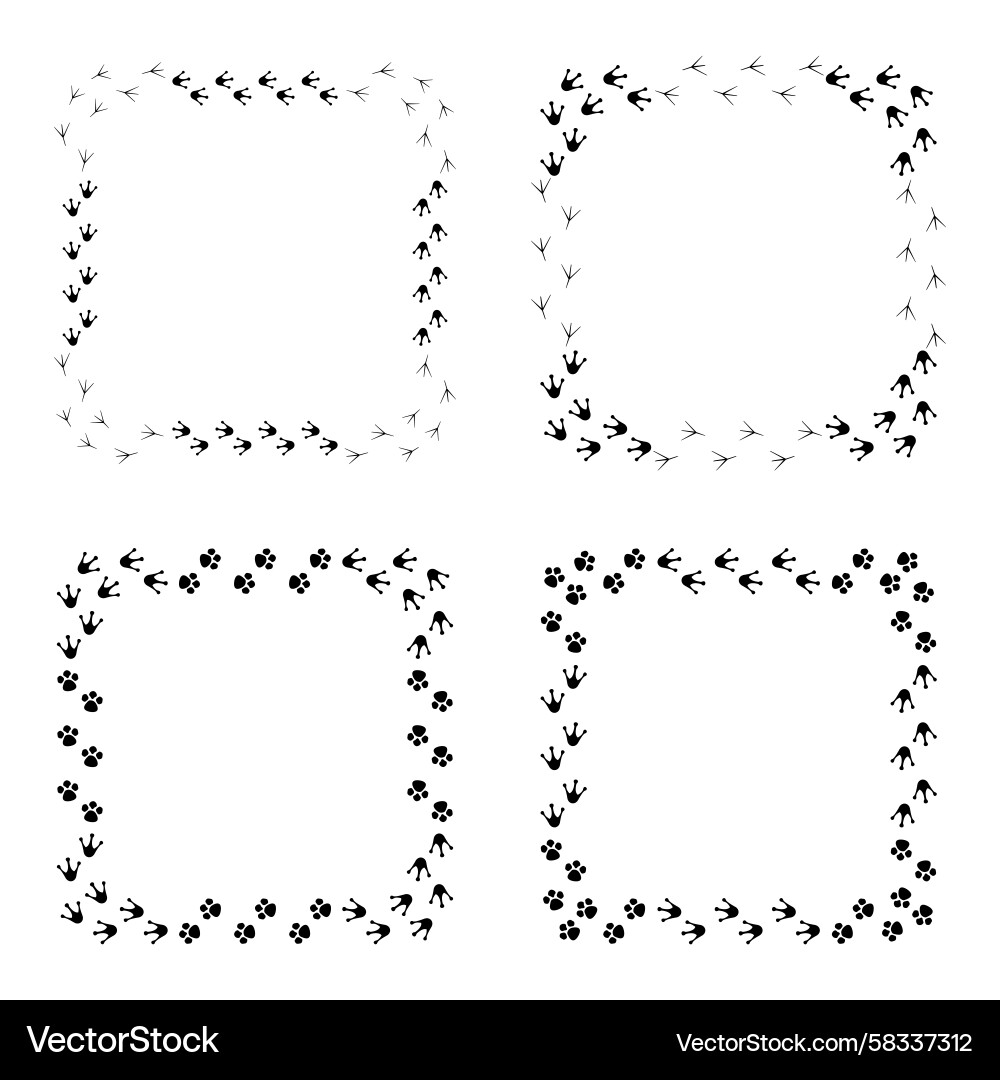 Bird Paw Print Borders - Minimalist Vector Image