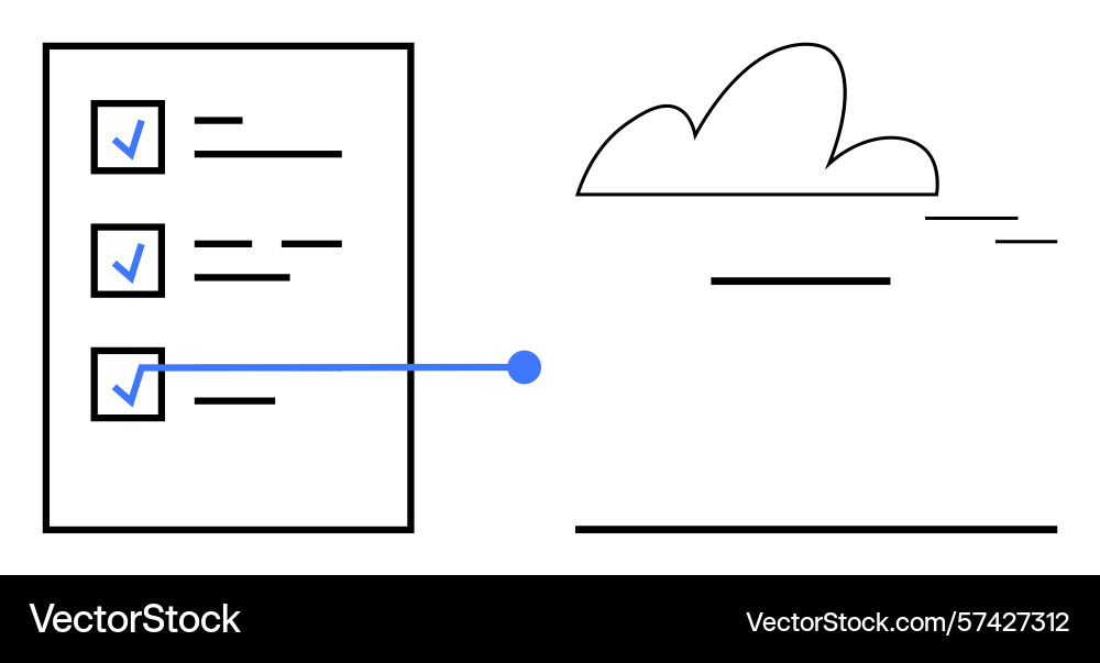 Checklist with checkmarks connected to cloud Checklist with checkmarks connected to cloud vector image