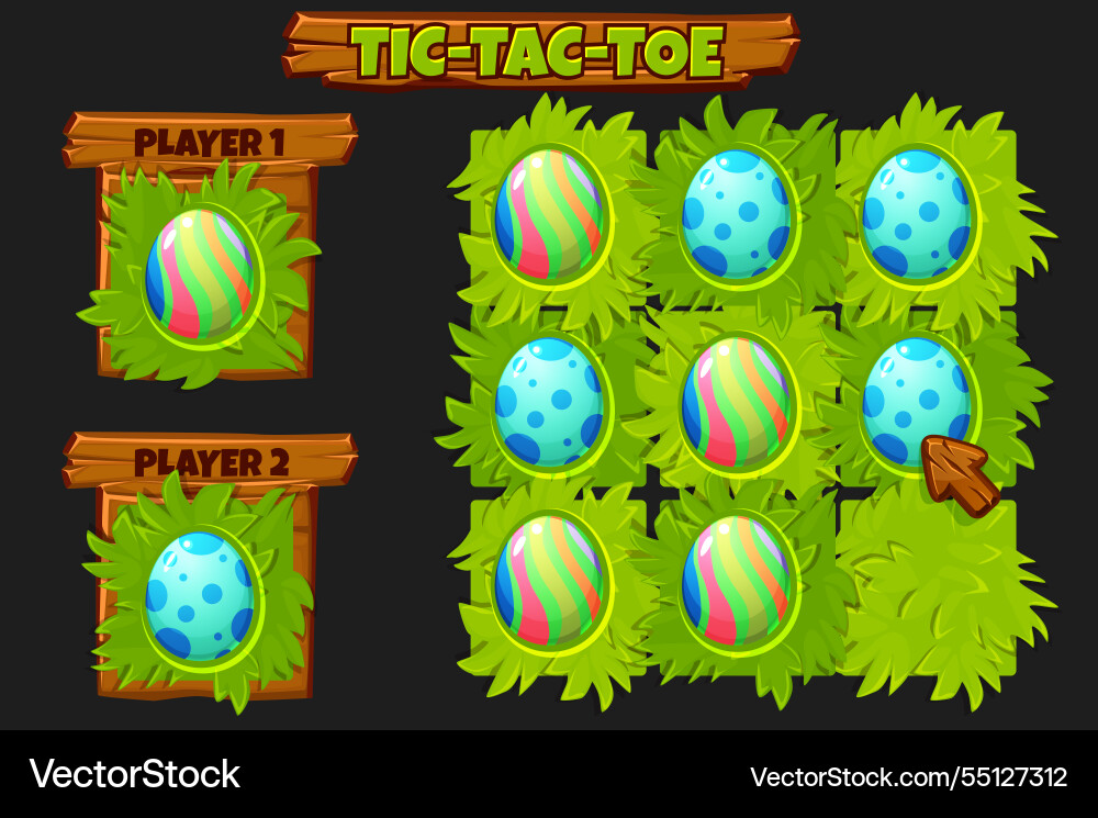 Easter tic-tac-toe game ui board playing Easter tic-tac-toe game ui board playing vector image