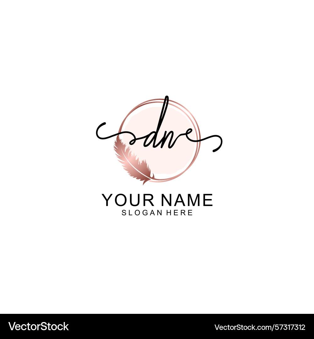 Handwritten dn initial logo with circle Handwritten dn initial logo with circle Vector Image