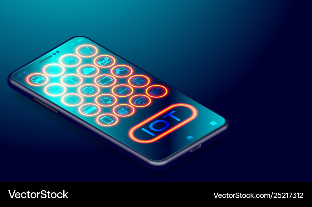 Iot internet things on smartphone applications Iot internet things on smartphone applications vector image
