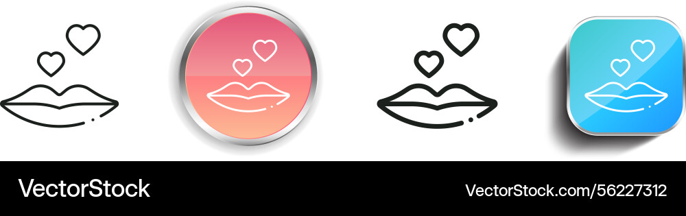 Lips icon thin linear regular and button style vector image