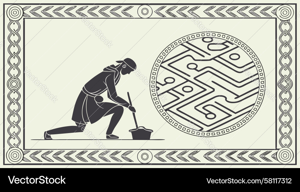 Man on Circuit Board Frame Vector Image