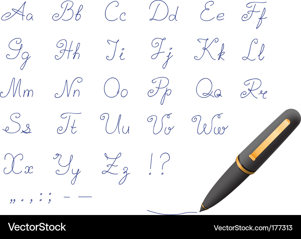 Ballpoint pen font Royalty Free Vector Image VectorStock