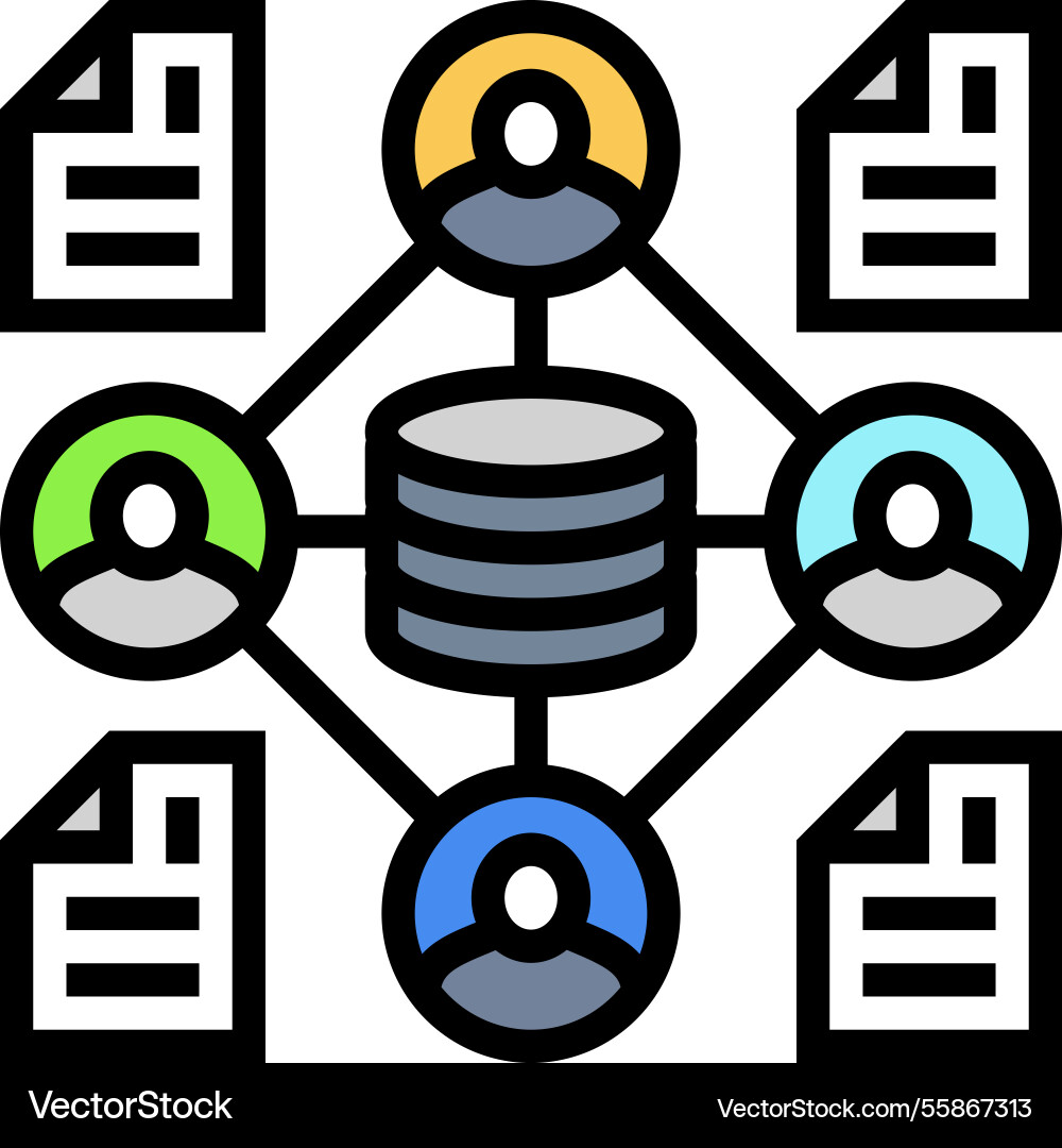 Distributed ledger decentralized application color Vector Image