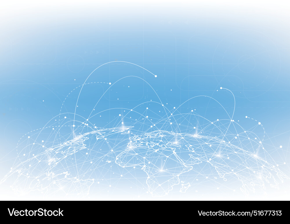 Global network connection world map point Global network connection world map point vector image