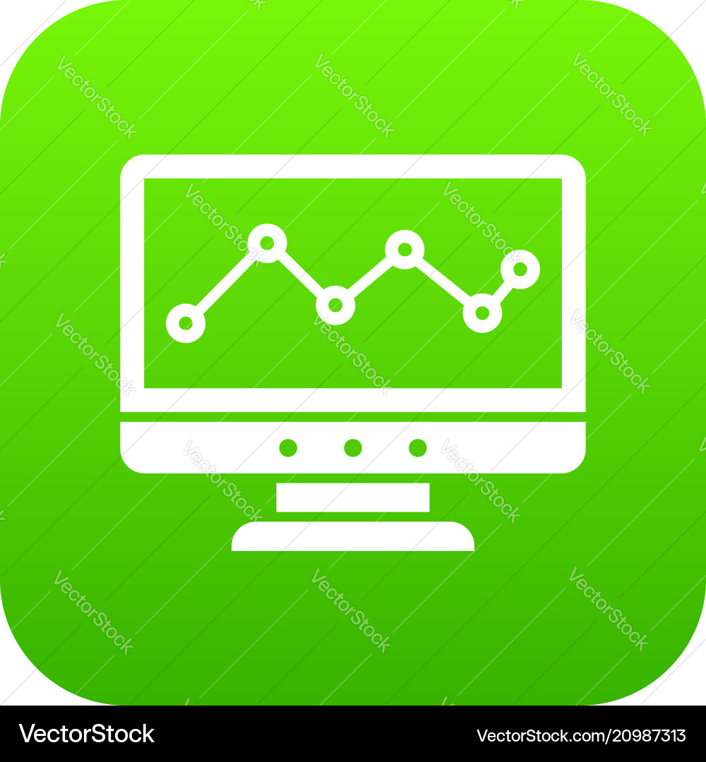 Graph in computer screen icon digital green Graph in computer screen icon digital green vector image