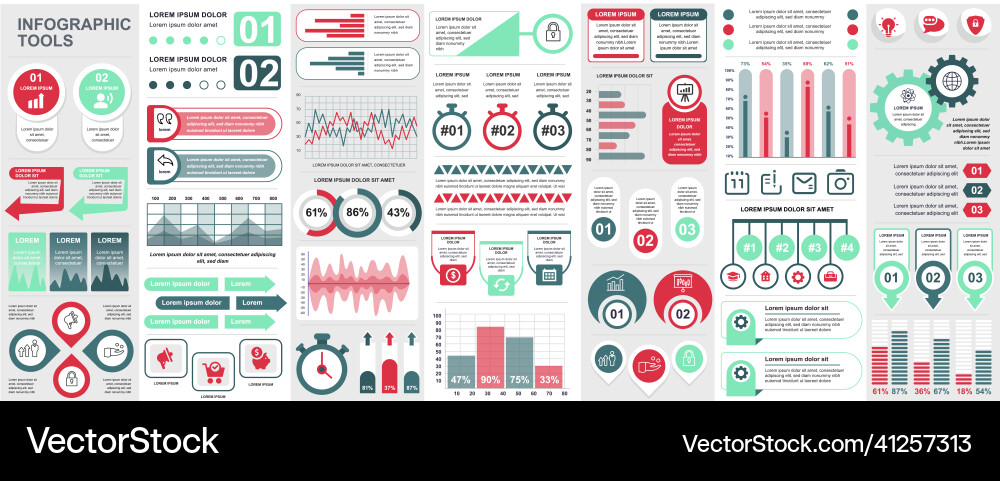 Infographic UI/UX Elements Kit Vector Image