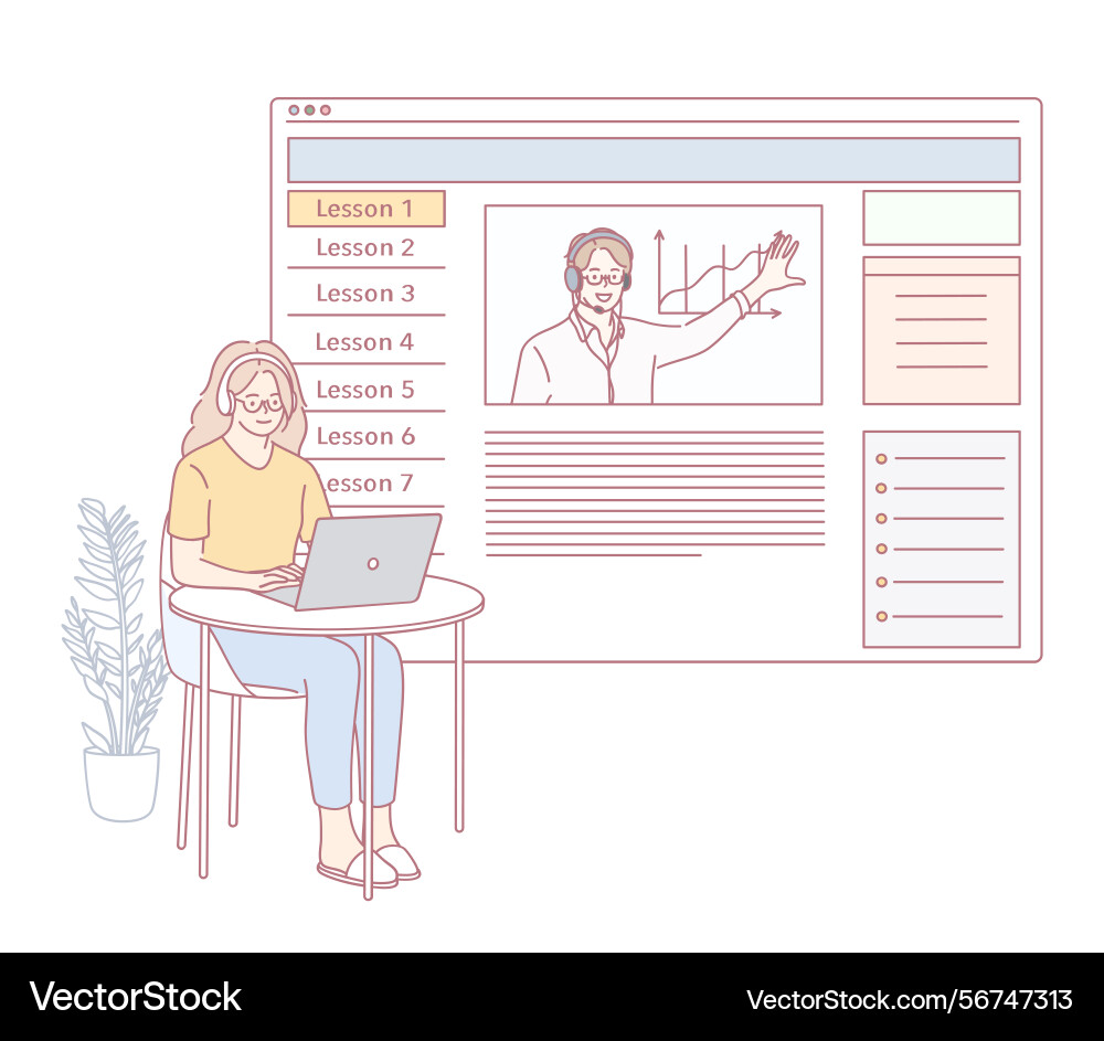 Join an online learning session with interactive Join an online learning session with interactive vector image