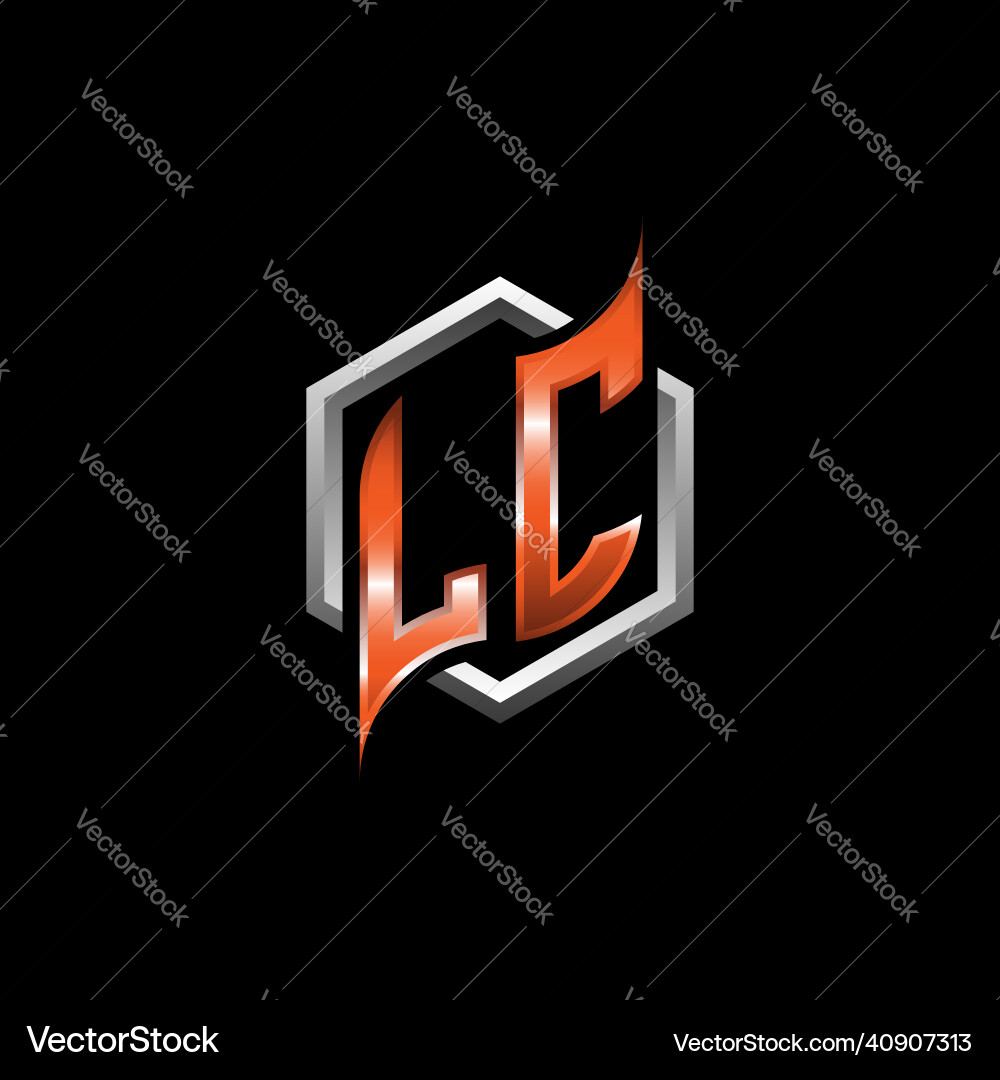 Lc monogram geometric orange with hexagonal Vector Image