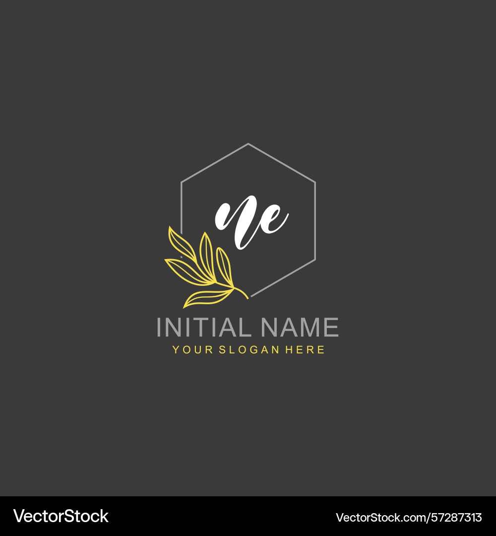 Ne initial logo templates with botanical elements Ne initial logo templates with botanical elements vector image