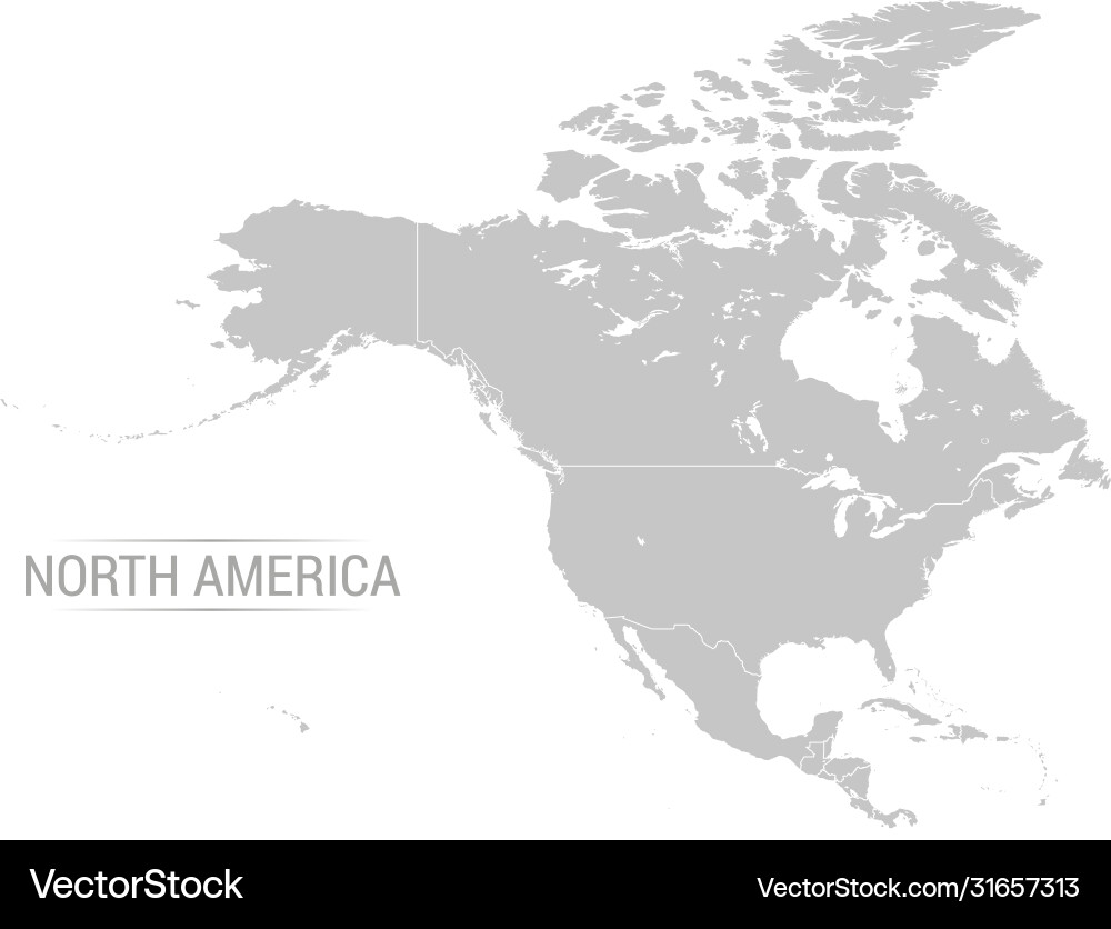 North america grey map Royalty Free Vector Image