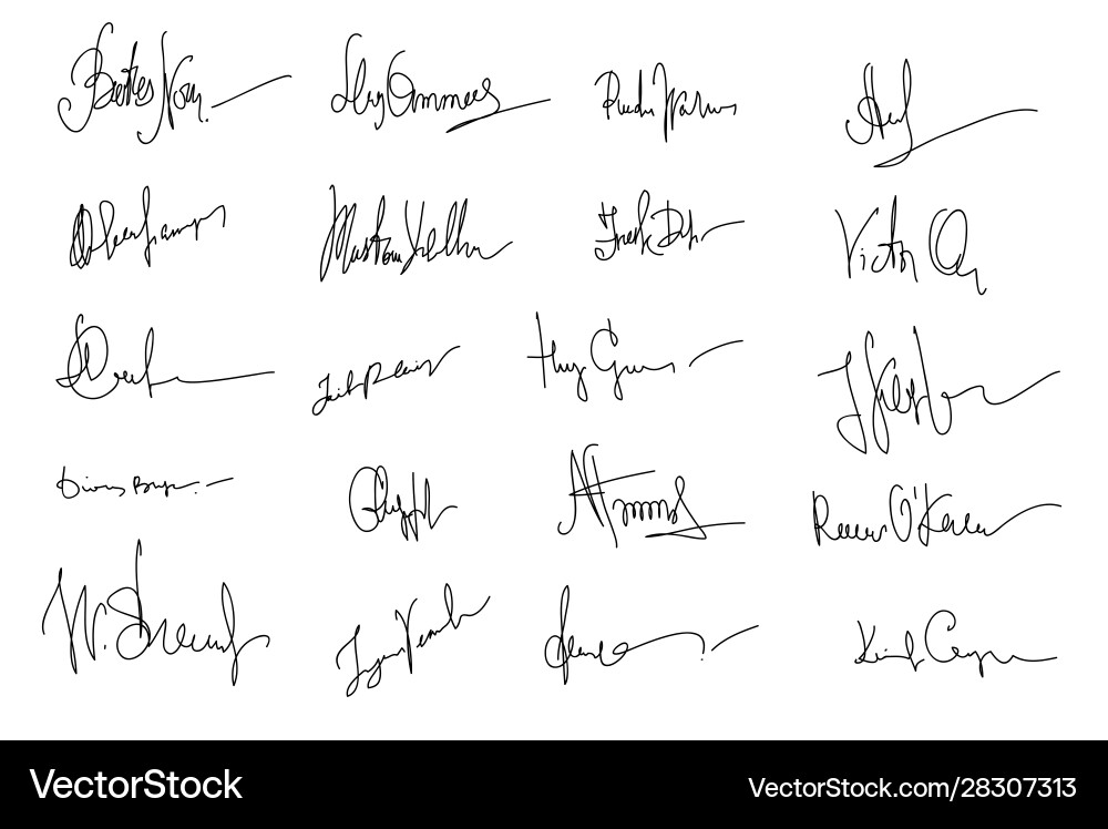 Signature Set - Various Scripts vector image