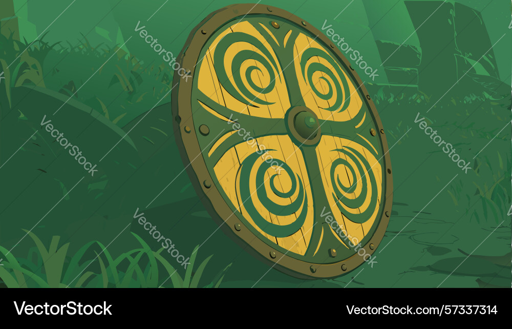 Ancient decorative shield with abstract patterns vector image