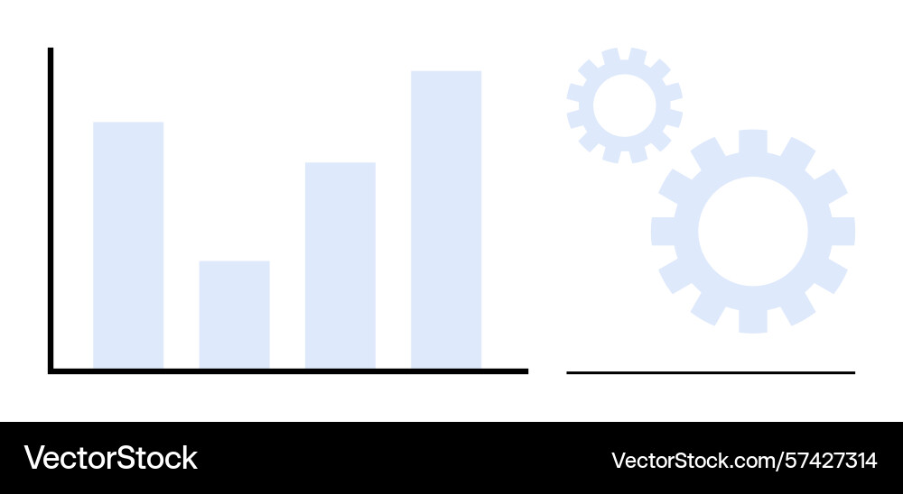 Bar chart and mechanical gears representing data Bar chart and mechanical gears representing data vector image