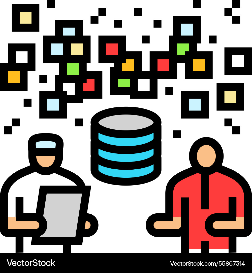 Doctor and patient interaction with data streams Doctor and patient interaction with data streams vector image