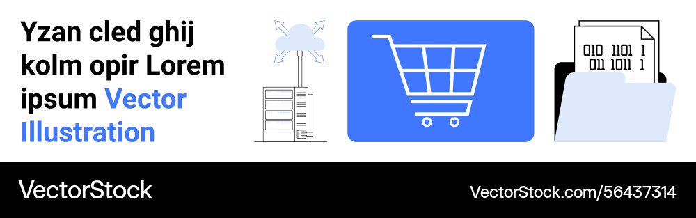 E-commerce shopping cart data server and folder E-commerce shopping cart data server and folder vector image